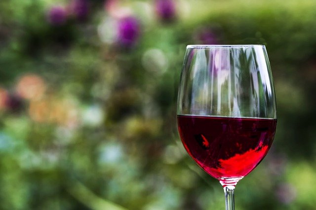 glas wijn in tuin