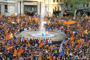 demonstratie in de straten van barcelona