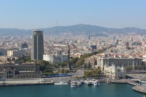 uitzicht over las ramblas barcelona vanuit de haven